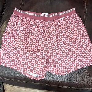 American Eagle Outfitters Pink Heart Checkered Boxer Shorts #EE